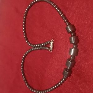 Vintage magnetite necklace 18 inches long.